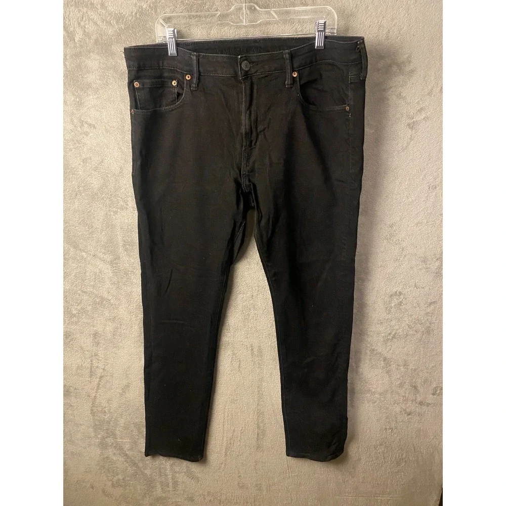 American Eagle AirFlex+ Slim Jeans Men's 38x32 Black Stretch Denim Flex Comfort